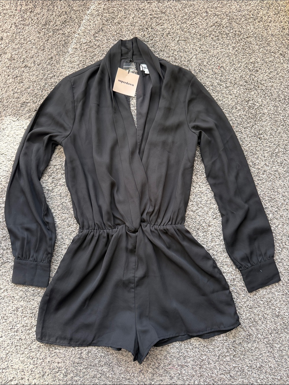 superdown Black Long-Sleeve V-Neck Romper